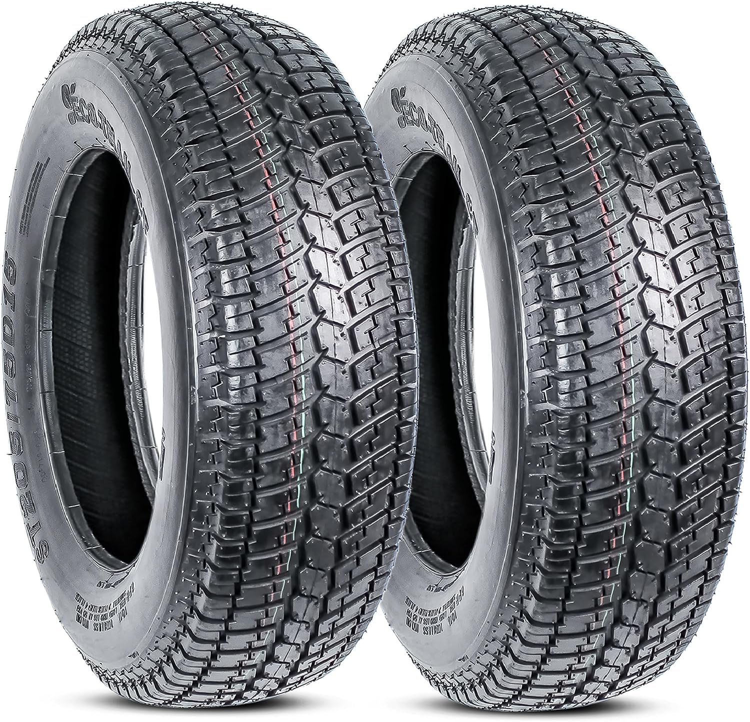 eCustomrim 2-Pack ST205/75D15 15 Inch DEEP TREAD Trailer Tire Load Range C | 6-Ply 1820 Lbs 205/75D15 205 75 15 Heavy Duty Equipment Utility Trailer
