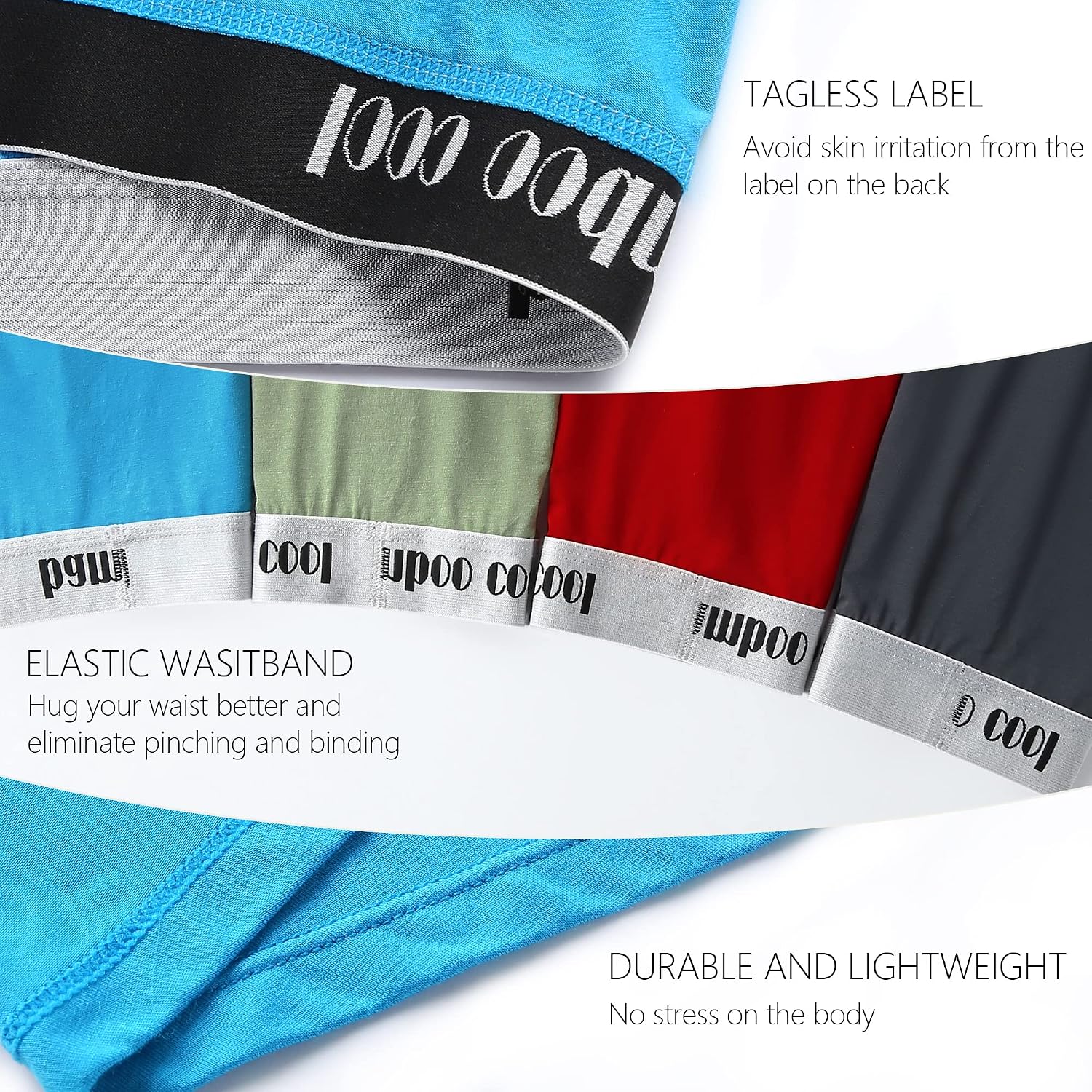 BAMBOO COOL Men's Boxer Briefs Ultra Breathable Underwear Multipack