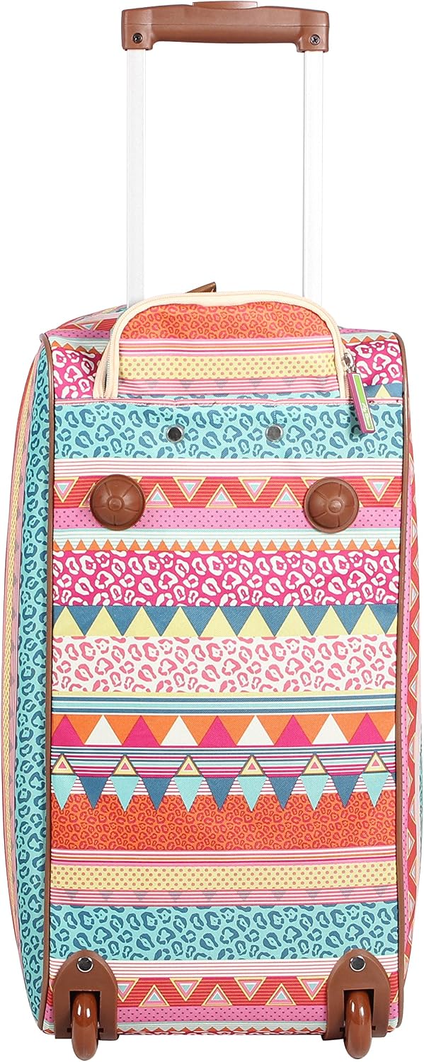 Lily Bloom Pattern 22 Inch Duffel Bag with 2-Rolling Wheels, Weekender Overnight Travel Lightweight Carry-On Suitcase For Women