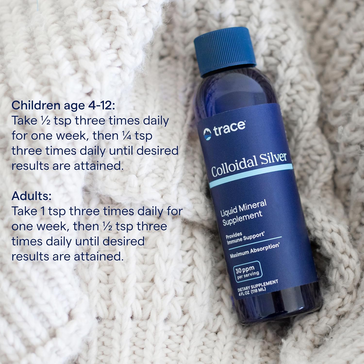 Trace Minerals Colloidal Silver Liquid Supplement, 16 oz | 30 PPM bio-active hydrosol, 99% pure silver, no additives or preservatives, distilled water base, super-oxygenated