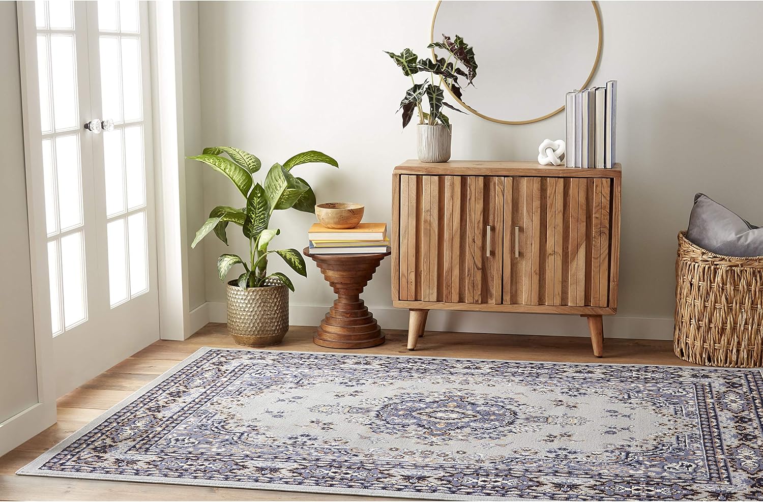 Home Dynamix Premium Sakarya Traditional Medallion Border Area Rug, Ivory/Brown, 7'9"x10'8" Rectangle