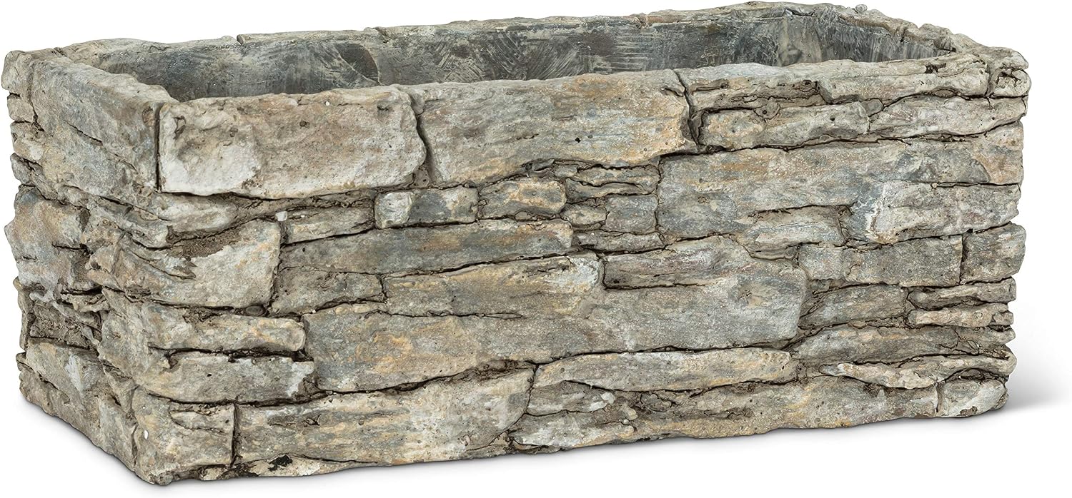 Abbott Collection Medium Rectangle Stack Stone Planter - Cement (5x10 L)