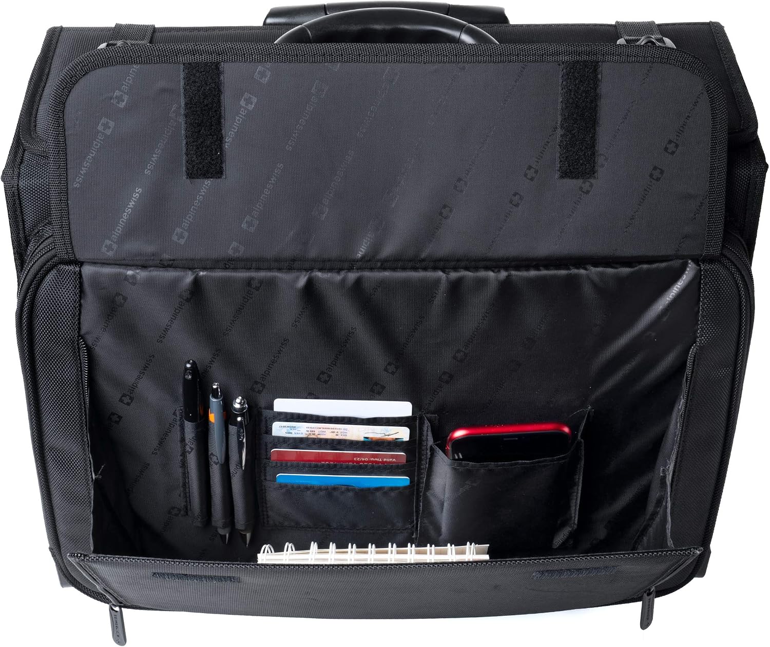 Alpine Swiss Rolling Briefcase | Laptop Bag For Men & Women | Hard Side Catalog Case on Wheels | Legal Size File Dividers | Lawyers Attache Case