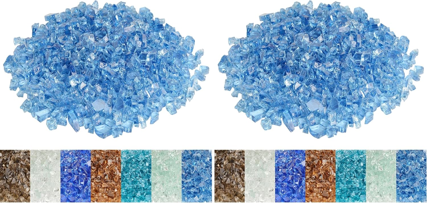 Skyflame 1/4" Pacific Blue Regular Fire Glass for Fire Pit Fireplace