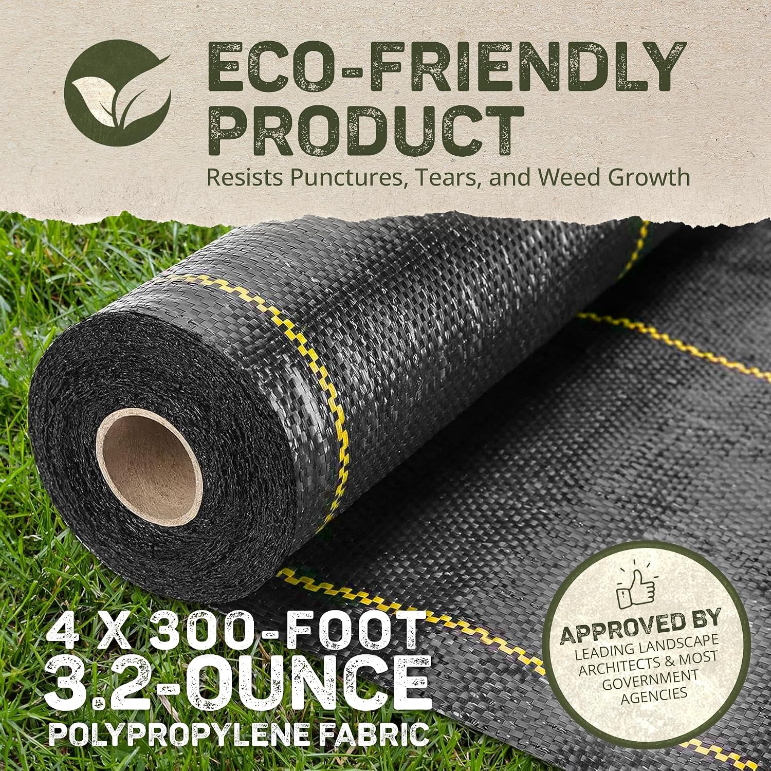 Dewitt Sunbelt Weed Barrier Fabric, 3.2 oz, 3 x 300 Feet – Heavy-Duty Ground Cover Mat for Greenhouse Floors, Garden Rows, Raised Beds, Grass and Yard Gardening, and Outdoor Landscape Protection | Ground Cover Mat for Greenhouse Floors, Garden Rows, Rais…