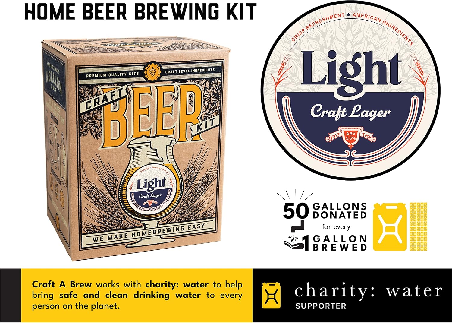 Craft A Brew - Hefeweizen - Beer Making Kit - Make Your Own Craft Beer - Complete Equipment and Supplies - Starter Home Brewing Kit - 1 Gallon