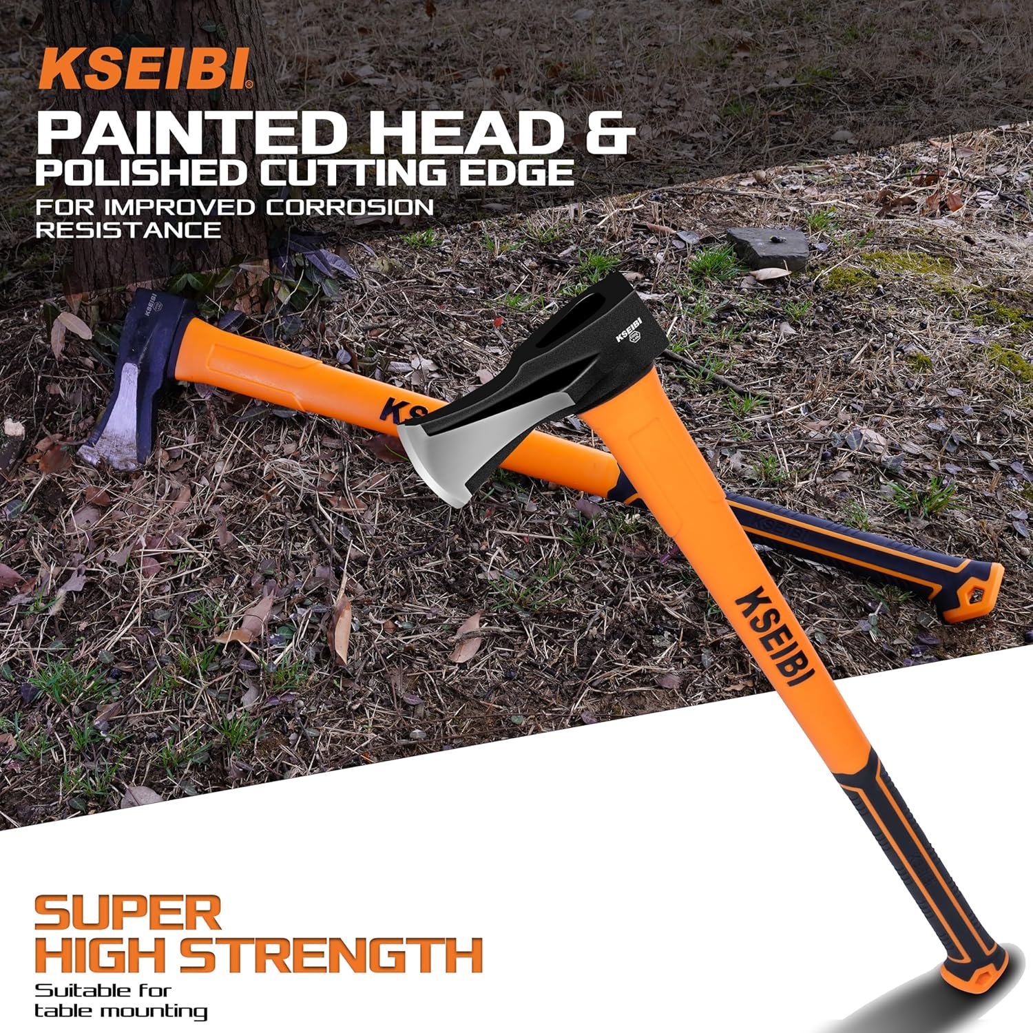 KSEIBI Wood Axe, Small Outdoor Camp Hatchet for Splitting and Kindling Wood