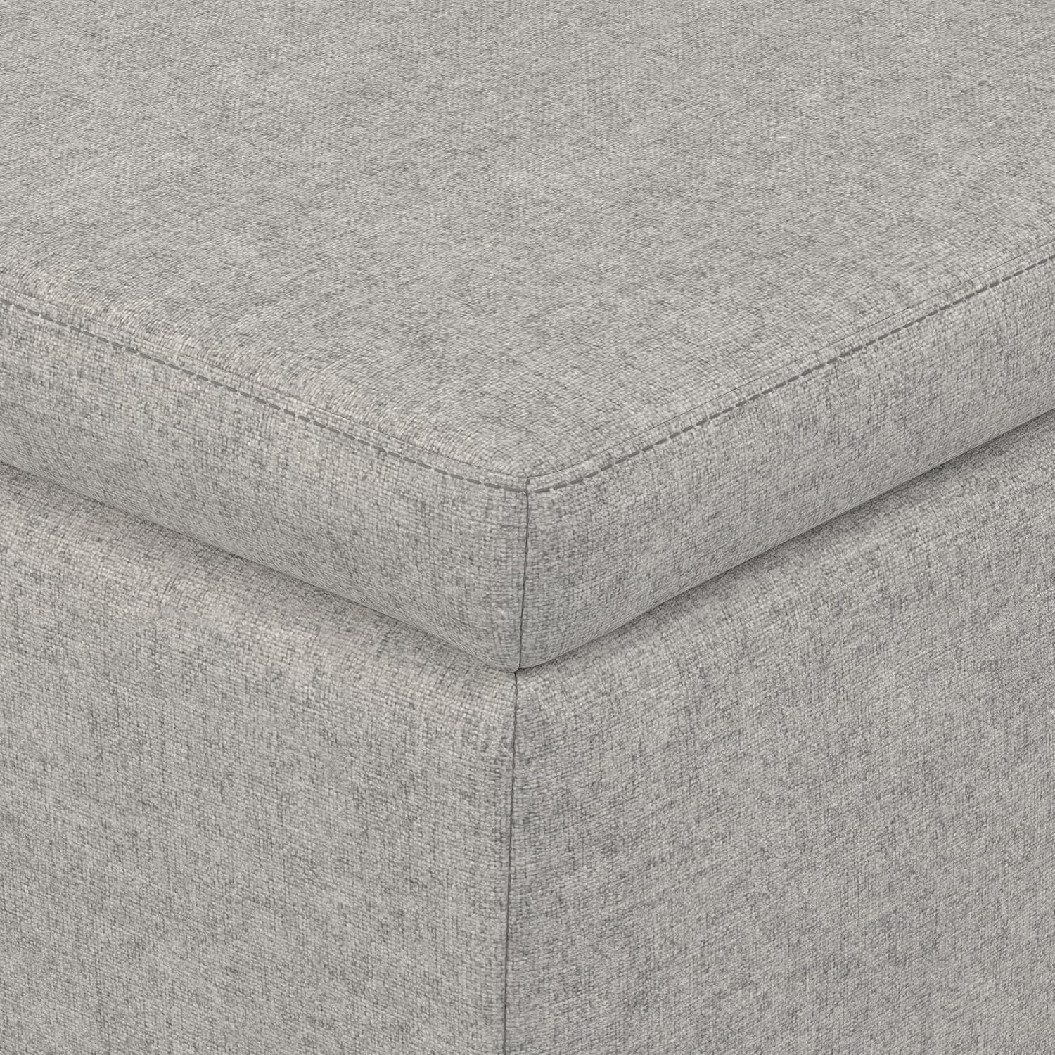 SIMPLIHOME Avalon 48" Wide Vegan Leather Storage Ottoman in Brown