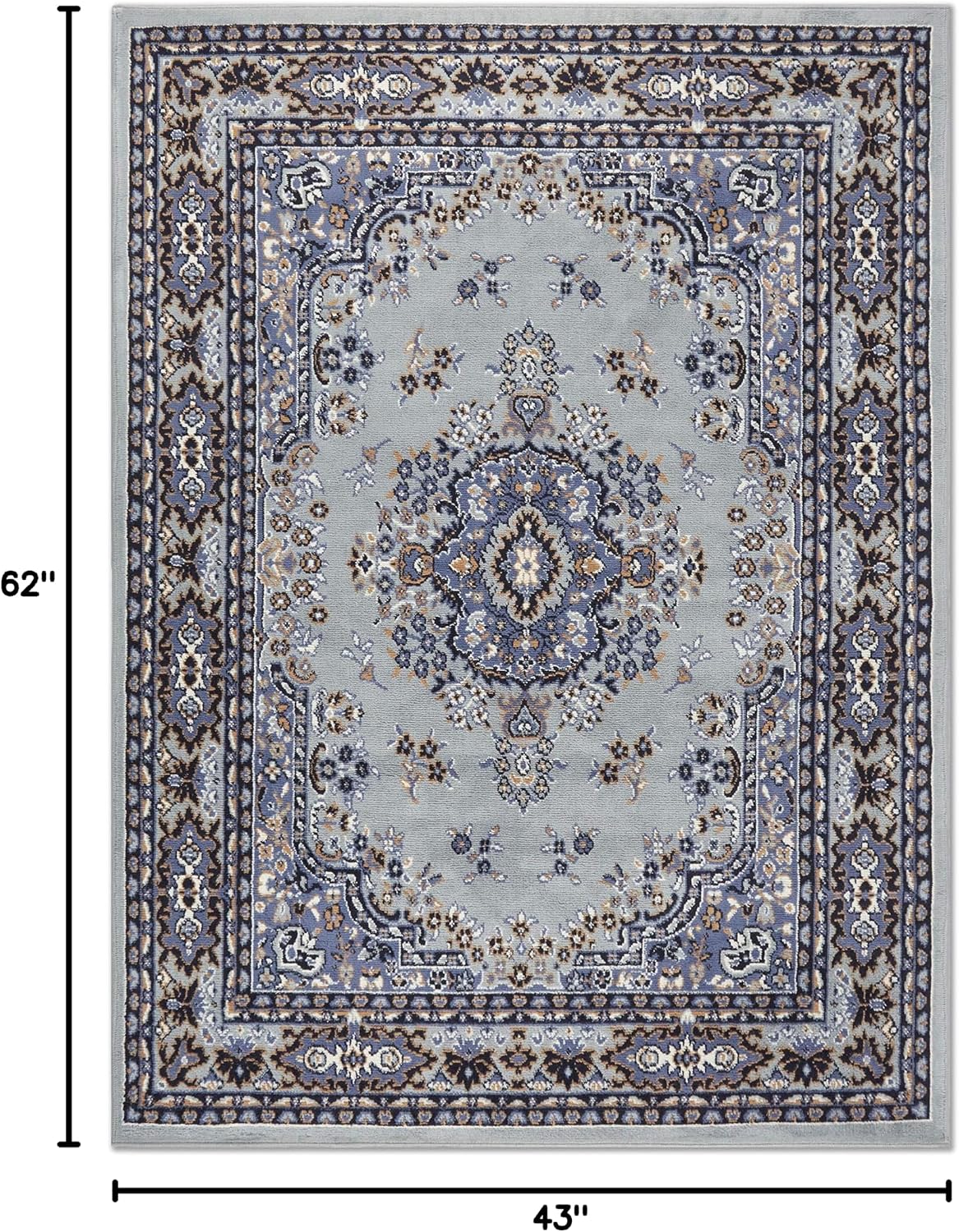 Home Dynamix Premium Sakarya Traditional Medallion Border Area Rug, Ivory/Brown, 7'9"x10'8" Rectangle