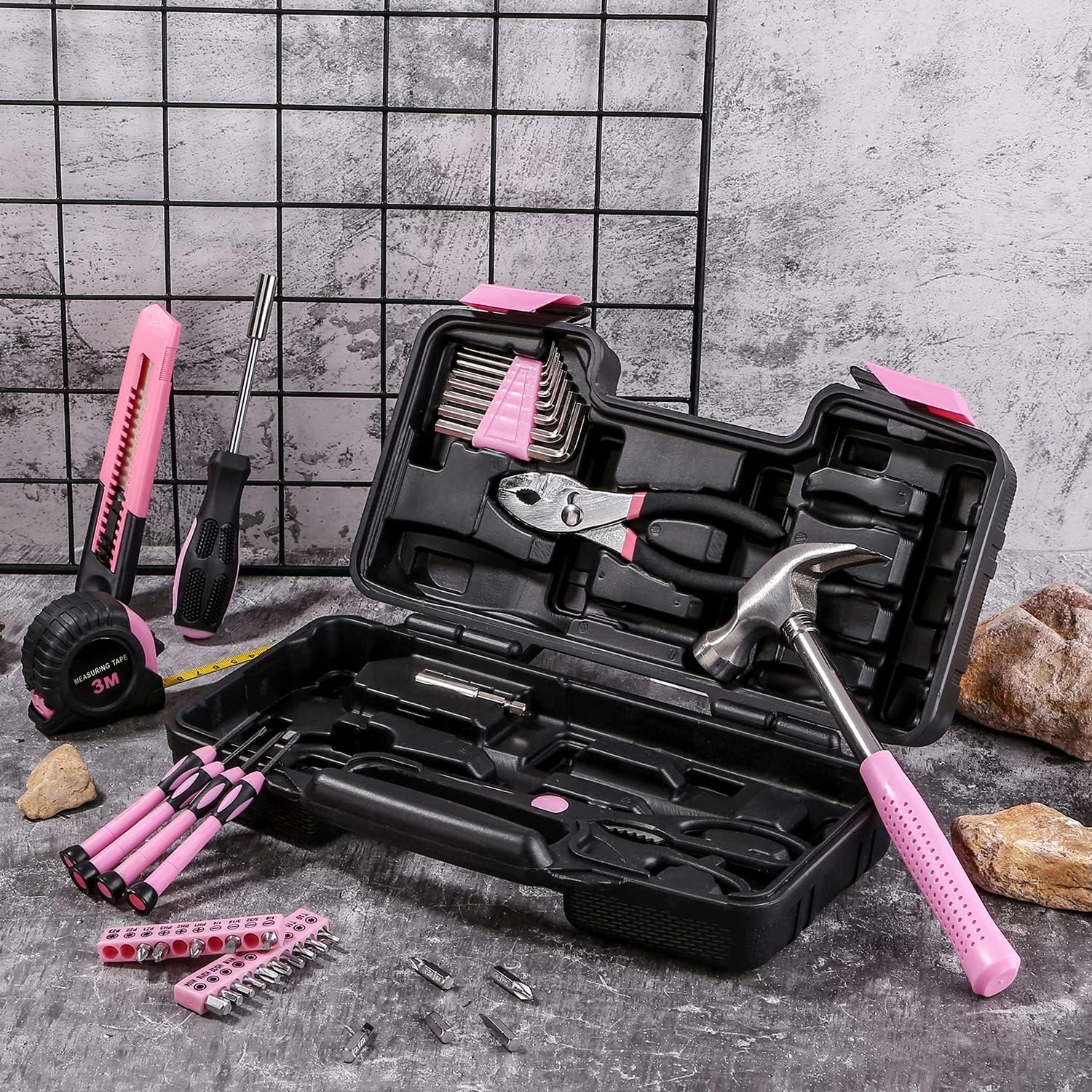 39-Piece Household Tools Kit - Small Basic Home Tool Set with Plastic Toolbox - Great for College Students, Household Use & More