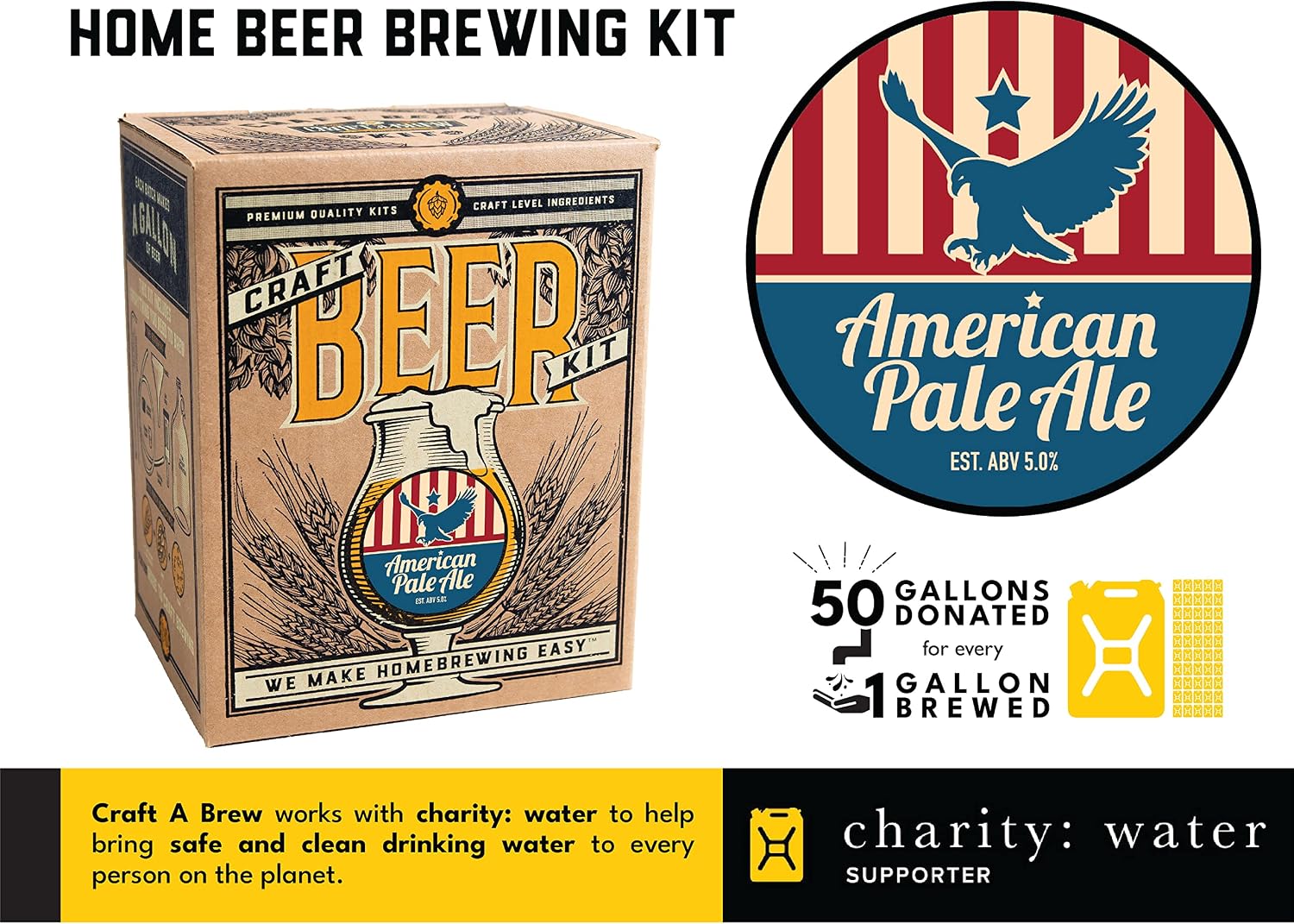 Craft A Brew - Hefeweizen - Beer Making Kit - Make Your Own Craft Beer - Complete Equipment and Supplies - Starter Home Brewing Kit - 1 Gallon