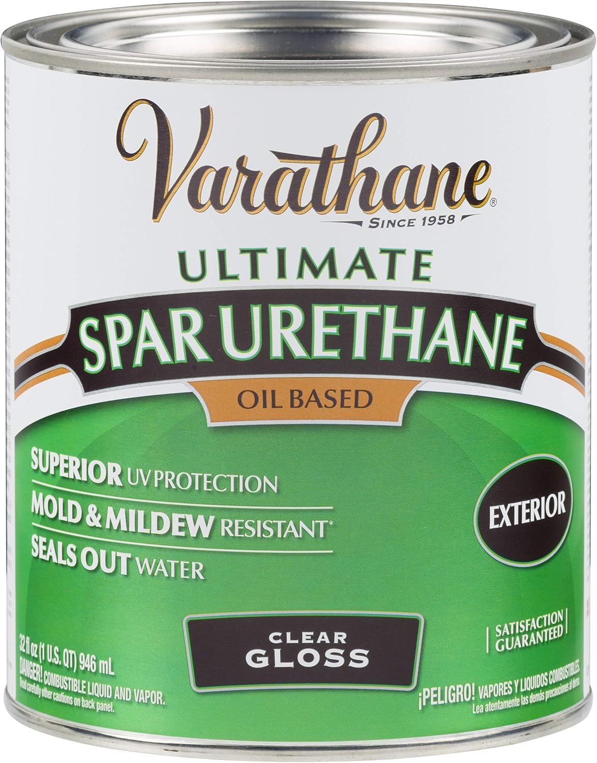 Varathane Outdoor Spar Semi-Gloss Urethane | Oil-Based, Exterior Wood Protection, UV & Weather Resistance, Moisture Resistant Finish, 275 VOC, Quart