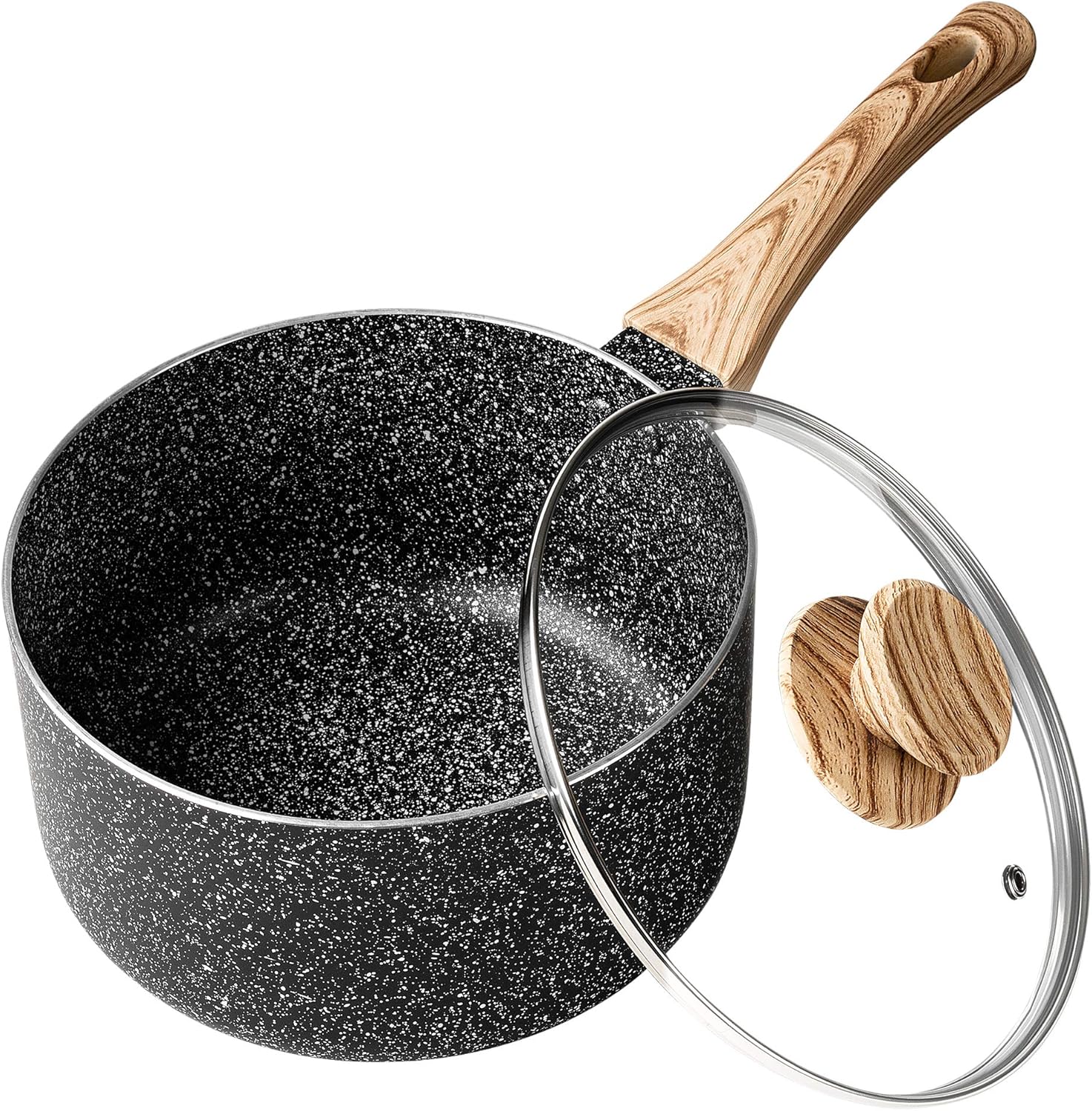 MICHELANGELO 3 Quart Saucepan with Lid, Nonstick Sauce Pan with Lid, Small Sauce Pot, Granite Coating Sauce Pan 3 Quart