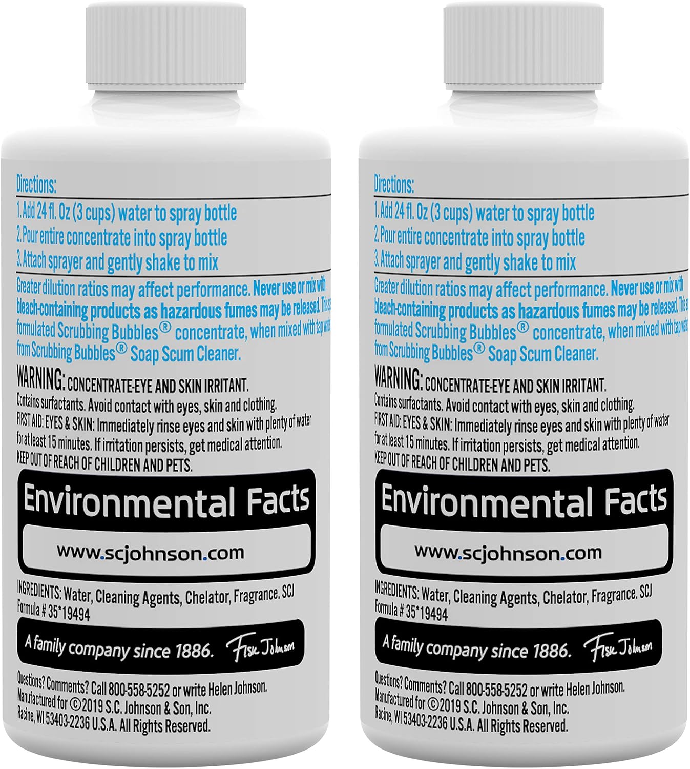Scrubbing Bubbles Multi Surface Bathroom Cleaner Concentrate, Two 2.9 oz Concentrated Refill Bottles