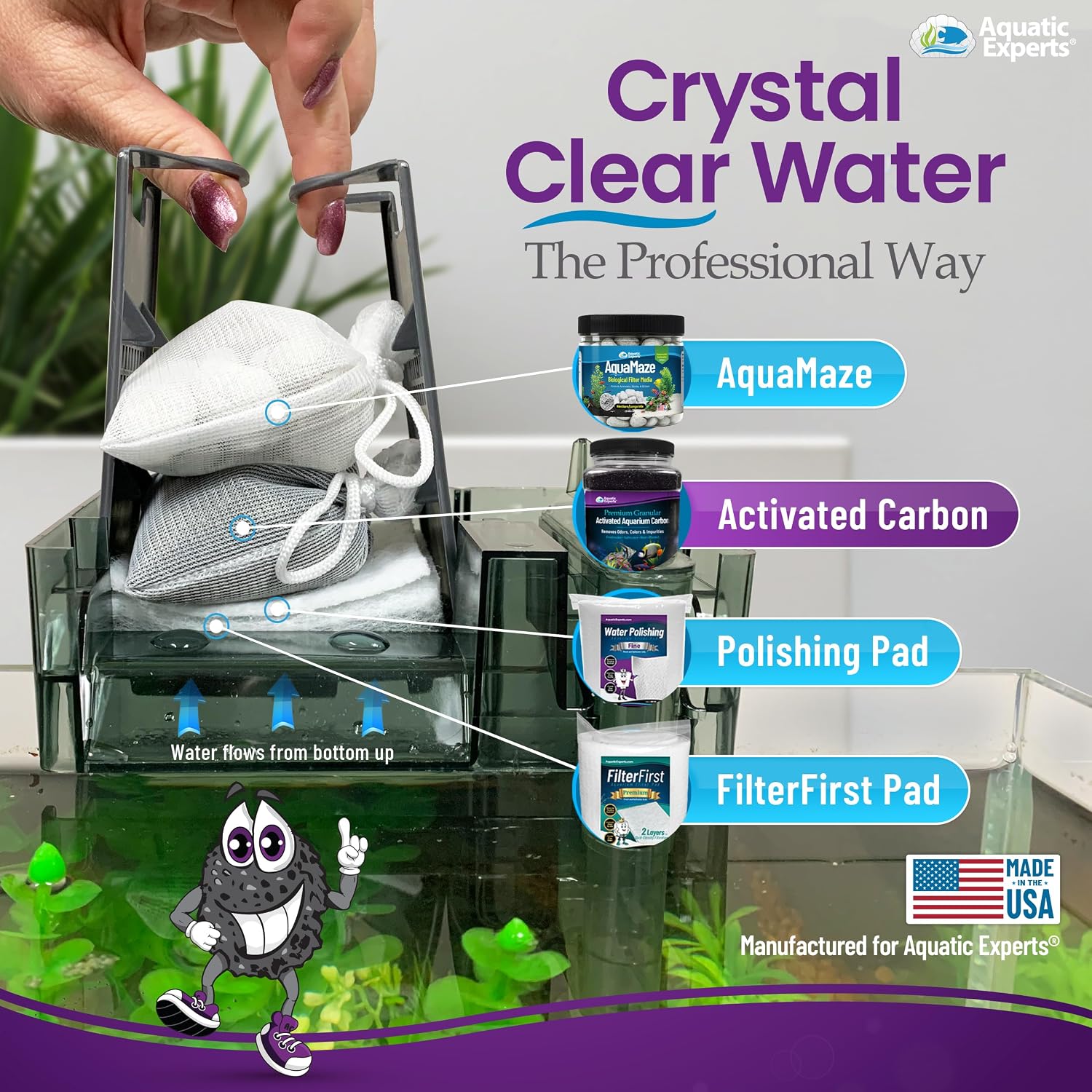 Aquarium Carbon Pad – Cut‑to‑Fit Carbon Infused Filter Pad Media for Crystal Clear Fish Tanks and Ponds, 3/8"–1/2" Thick (10.5 Inch Width