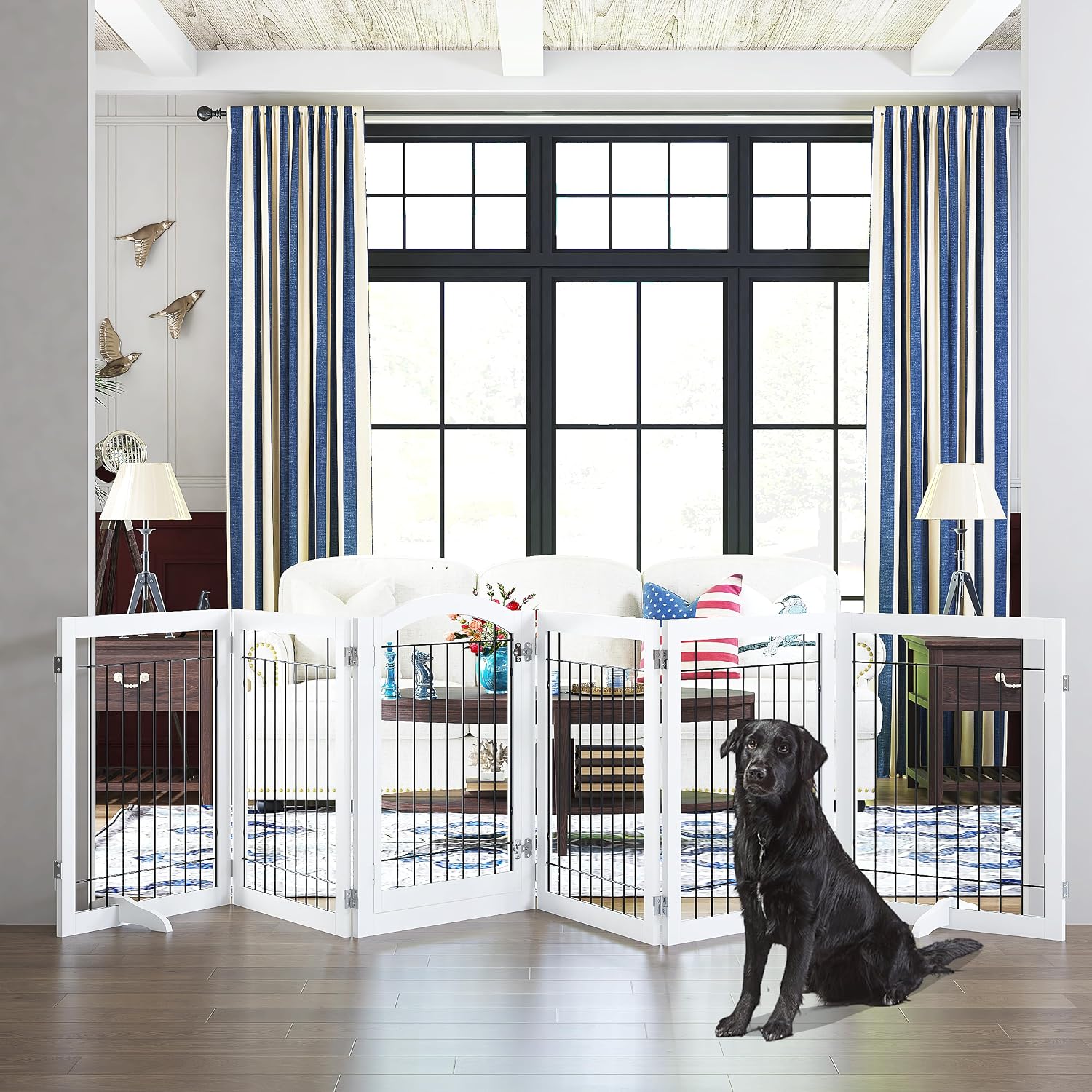 PAWLAND Extra Wide Foldable Dog gate for Doorway, Indoor, 72“ Wide, 30" H