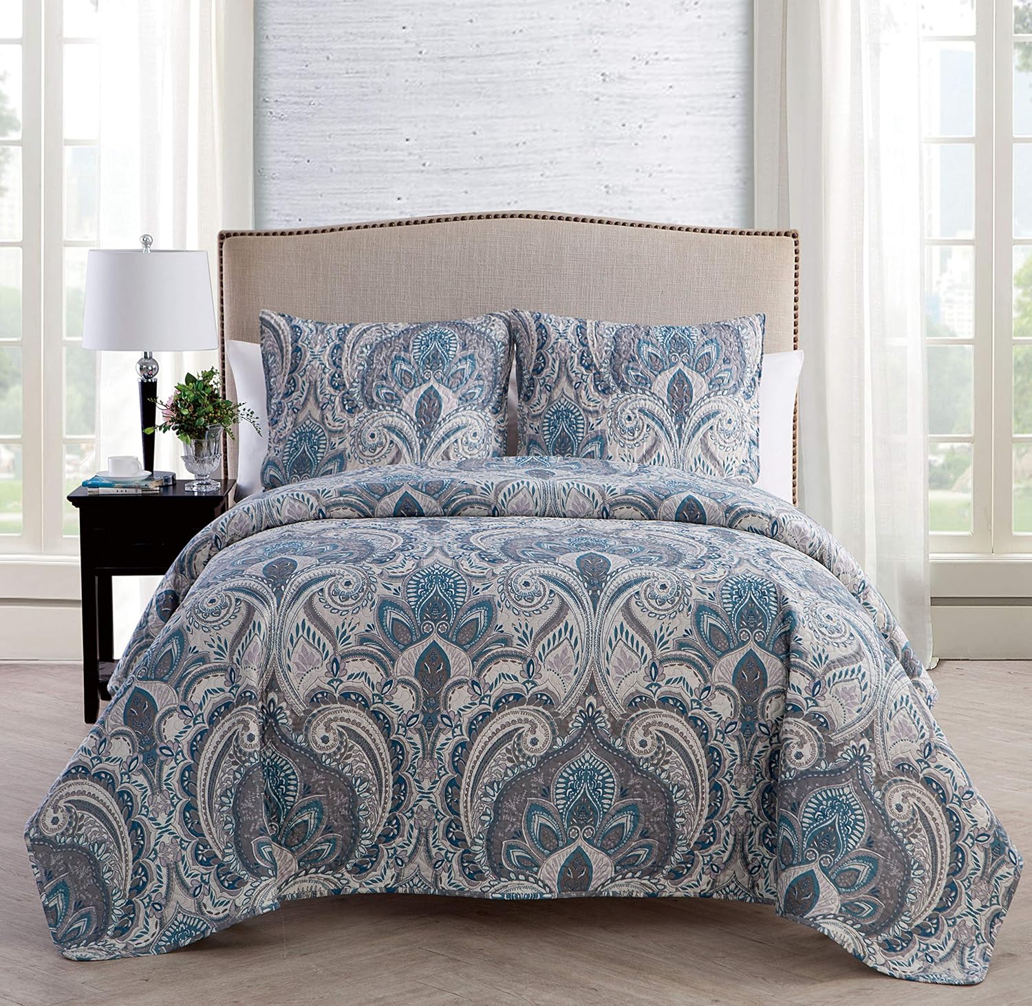 VCNY Home Lawrence 3-Piece Bedding Set, Queen/Full, Blue