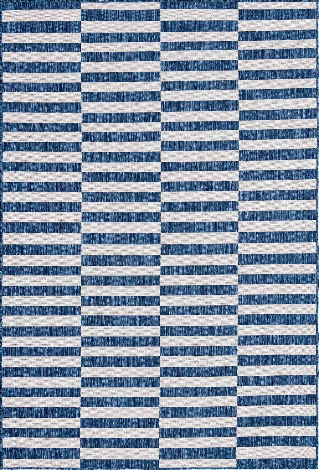 Unique Loom Outdoor Striped Collection Area Rug - Striped (7' 1" x 10' Rectangle, Taupe/Ivory)