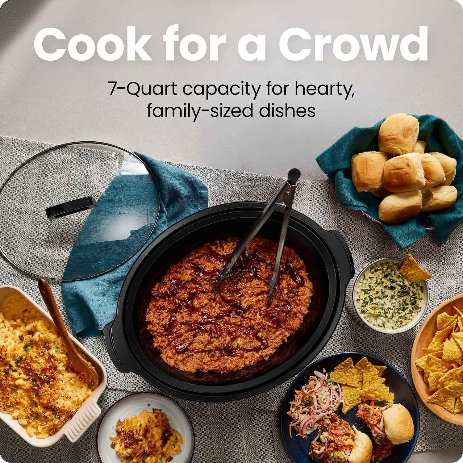 Chefman Triple Slow Cooker & Food Warmer, Three Crock Slowcooker with 2.5 Qt. Ceramic Crocks, 7.5-Quart Total Capacity, PFAS-Free, Three Temperature Settings, Dishwasher-Safe Parts – Stainless Steel