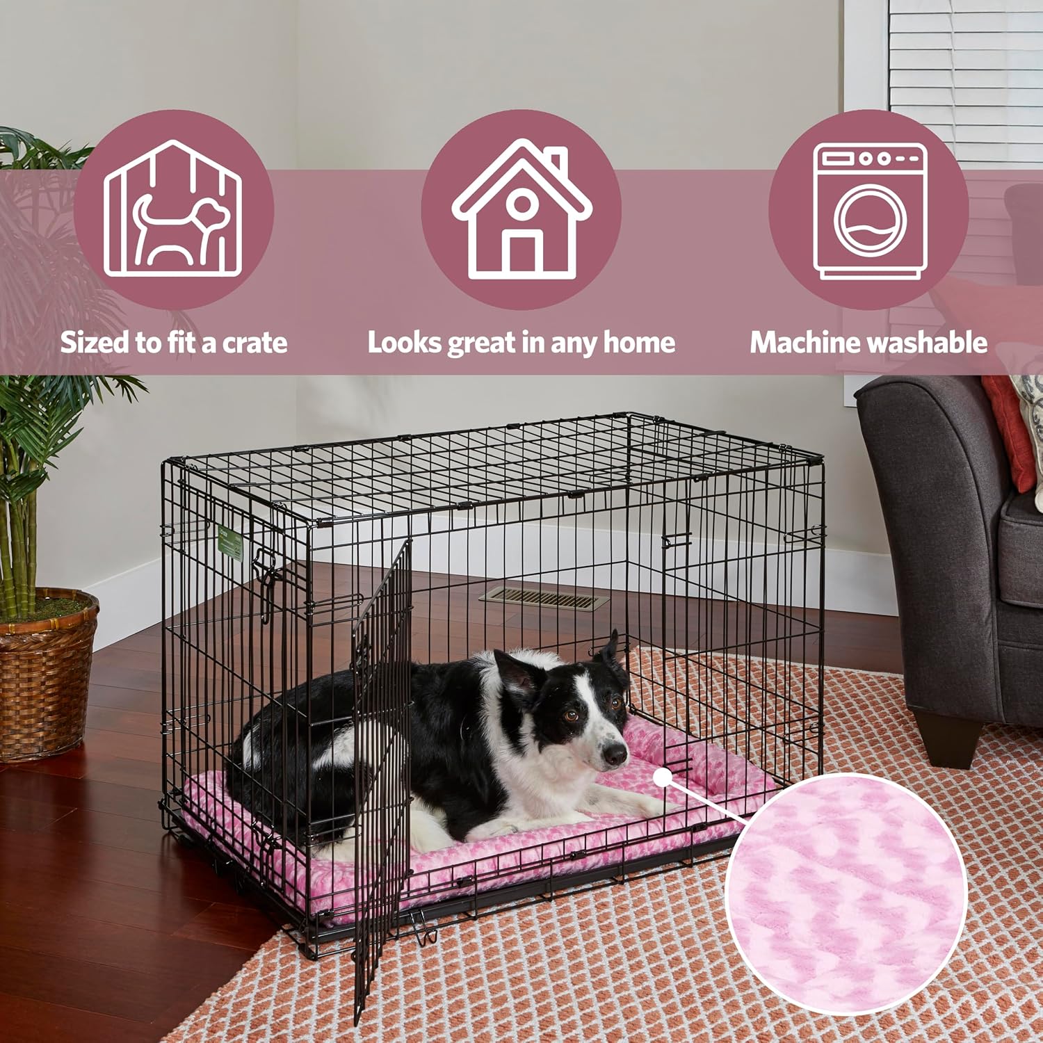 MidWest Homes for Pets QuietTime XXS Dog Bed – Cinnamon Faux Fur Bolster, Ultra-Soft and Machine Washable, Fits 18-Inch Crates and Carriers, for Small Dogs and Cats