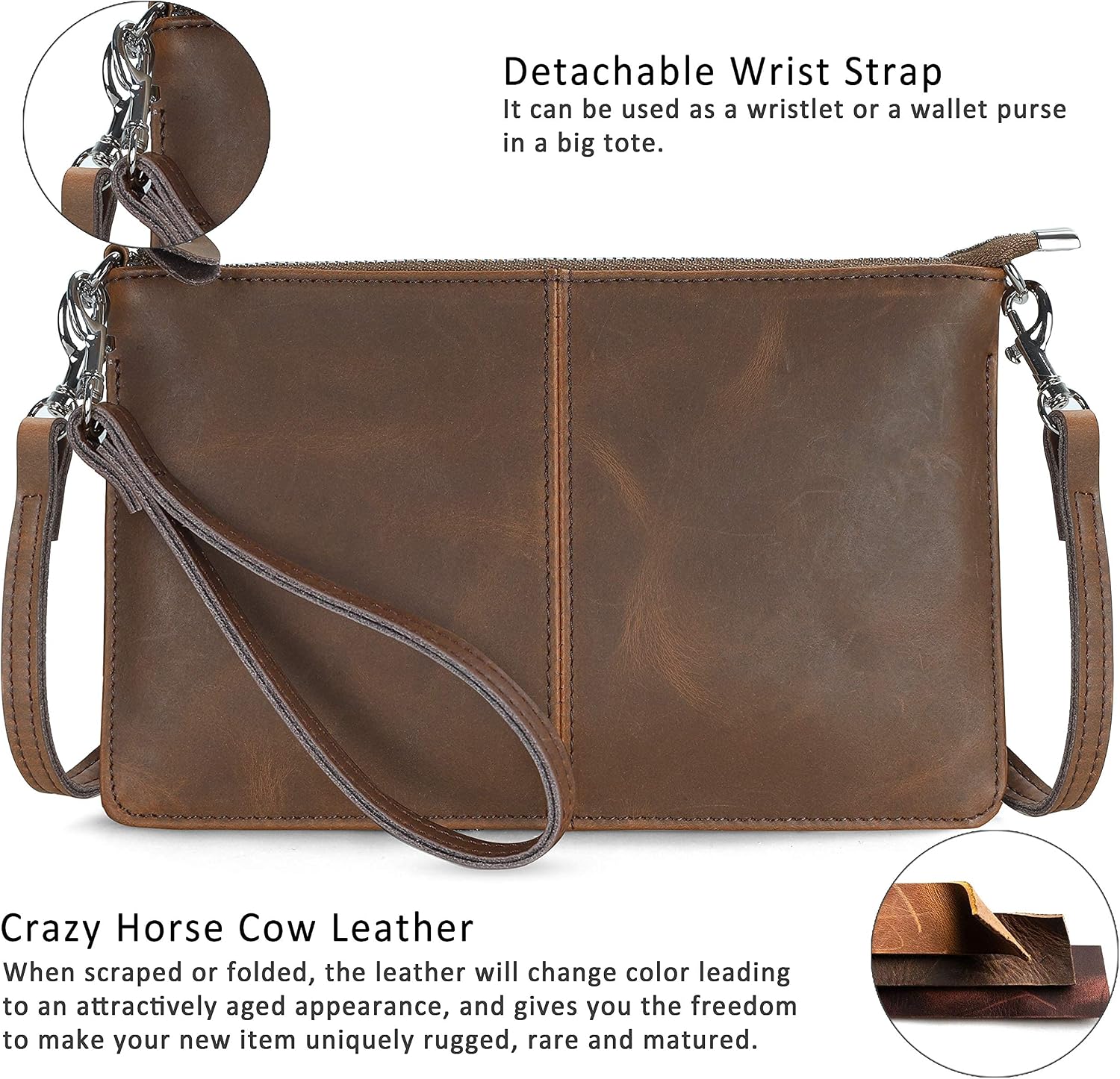 befen Genuine Leather Small Crossbody Bags for Women Wristlet Wallet Purses | Real Leather, RFID Blocking Card Slots, Wristlet Strap, Clutch Purse, Fit iPhone 17 Pro Max, Leather Handbags