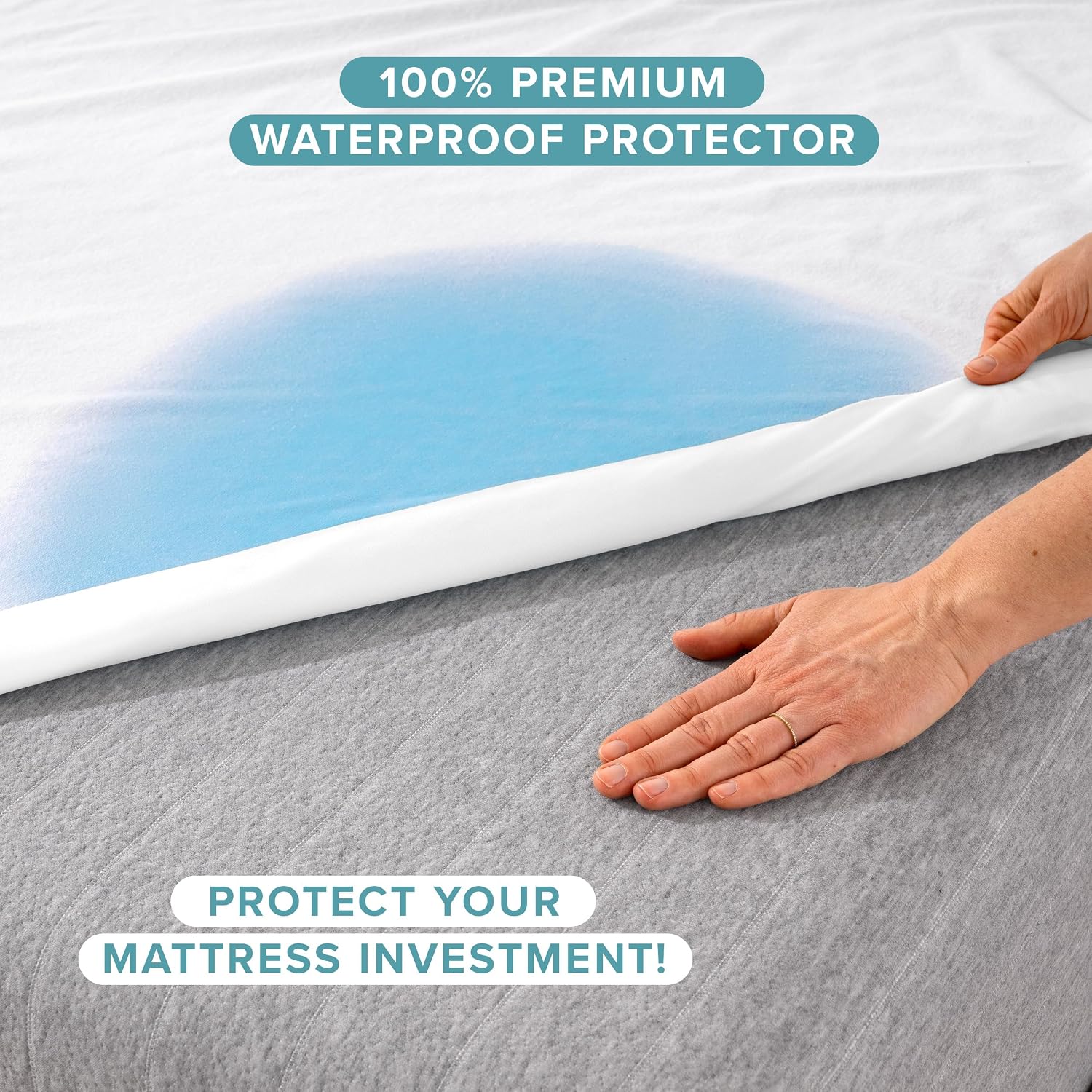 Bare Home Queen Size Mattress Protector - 100% Waterproof & Breathable - Premium Cooling Mattress Cover - Protects Against Spills - Vinyl Free Noiseless - Protect Your Mattress (Queen, White)