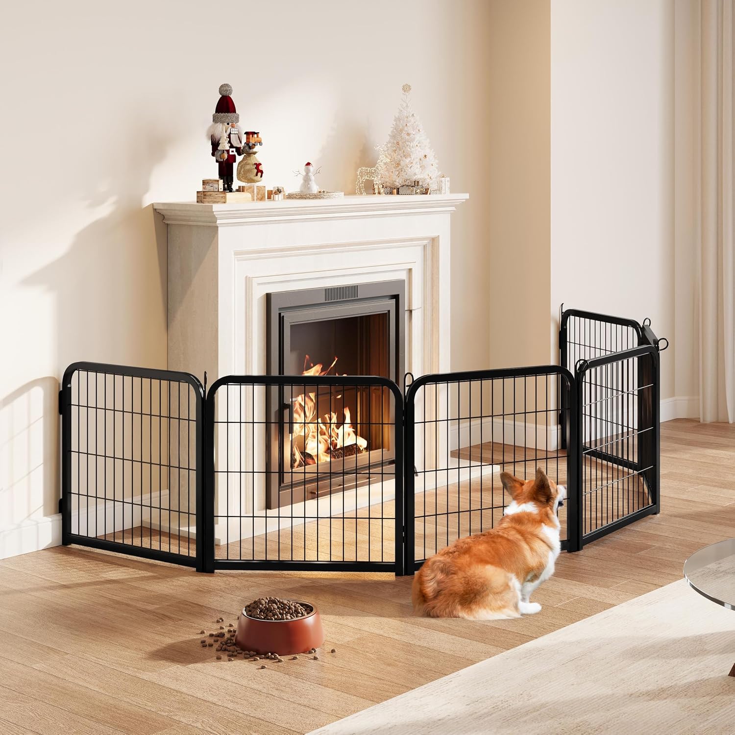Yaheetech Dog Playpen 24in 16 Panels Pet Fence for Indoor Yard RV Camping | Easy Setup, Heavy Duty Rustproof Frame with Secure Latch Door, DIY Layouts,Foldable Storage, for Puppies & Small Dogs