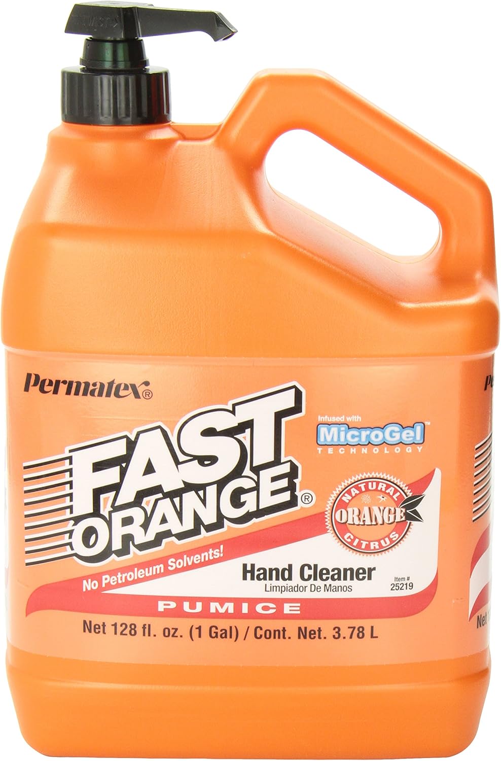 Fast Orange 25219 Pumice Lotion, Heavy Duty Hand Cleaner, Natural Citrus Scent, Waterless Cleaner for Mechanics, Strong Grease Fighter, 1 Gallon