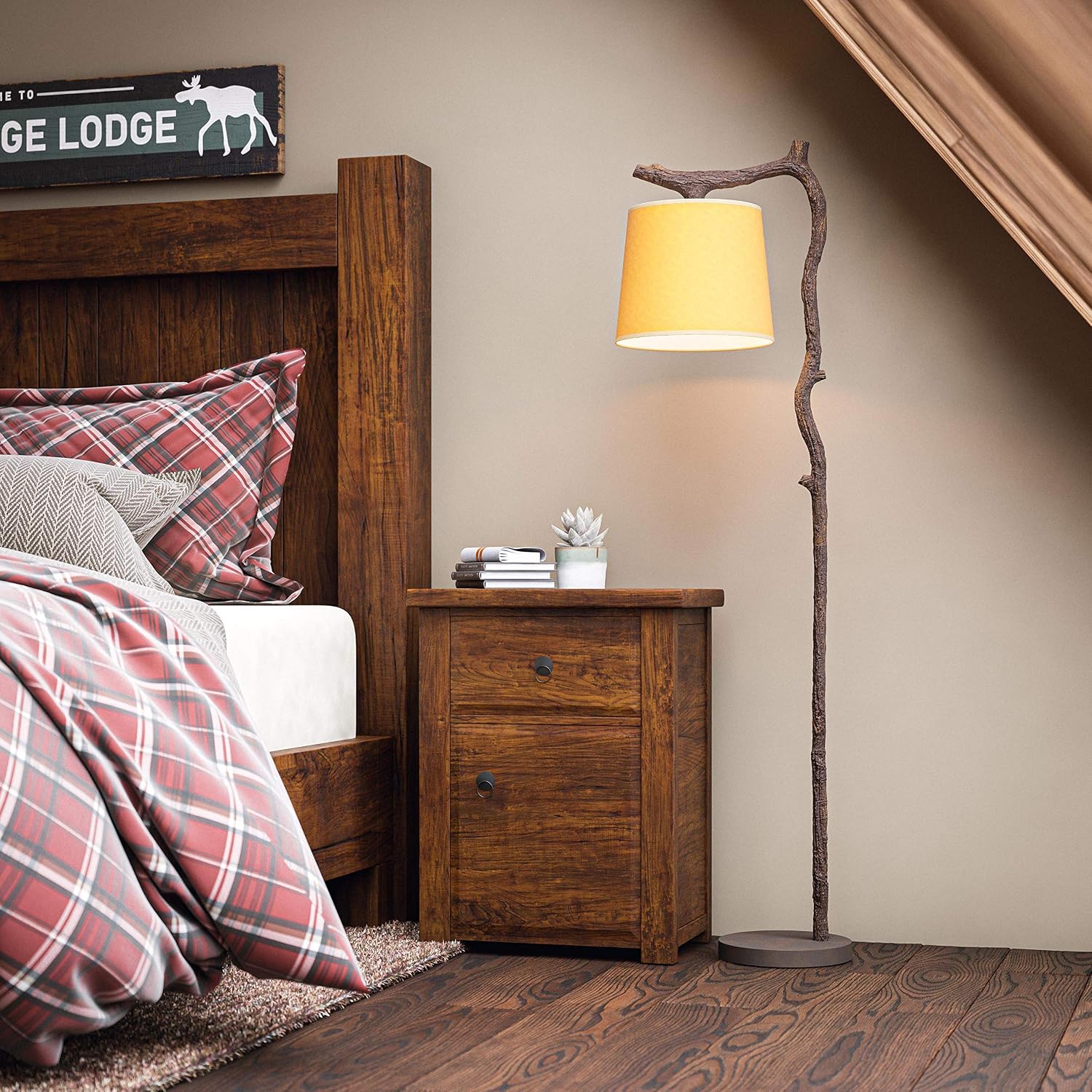 Kenroy Home Overhang Floor Lamp with Bronze Finish, Rustic Style, 61" Height, 17.75" Width, 12" Depth