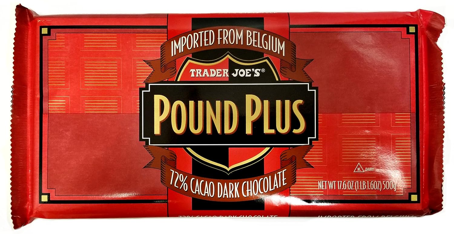 Trader Joe's Pound Plus GIANT Belgian 72% Dark Chocolate Bar - 4 Pack (17.6 oz)