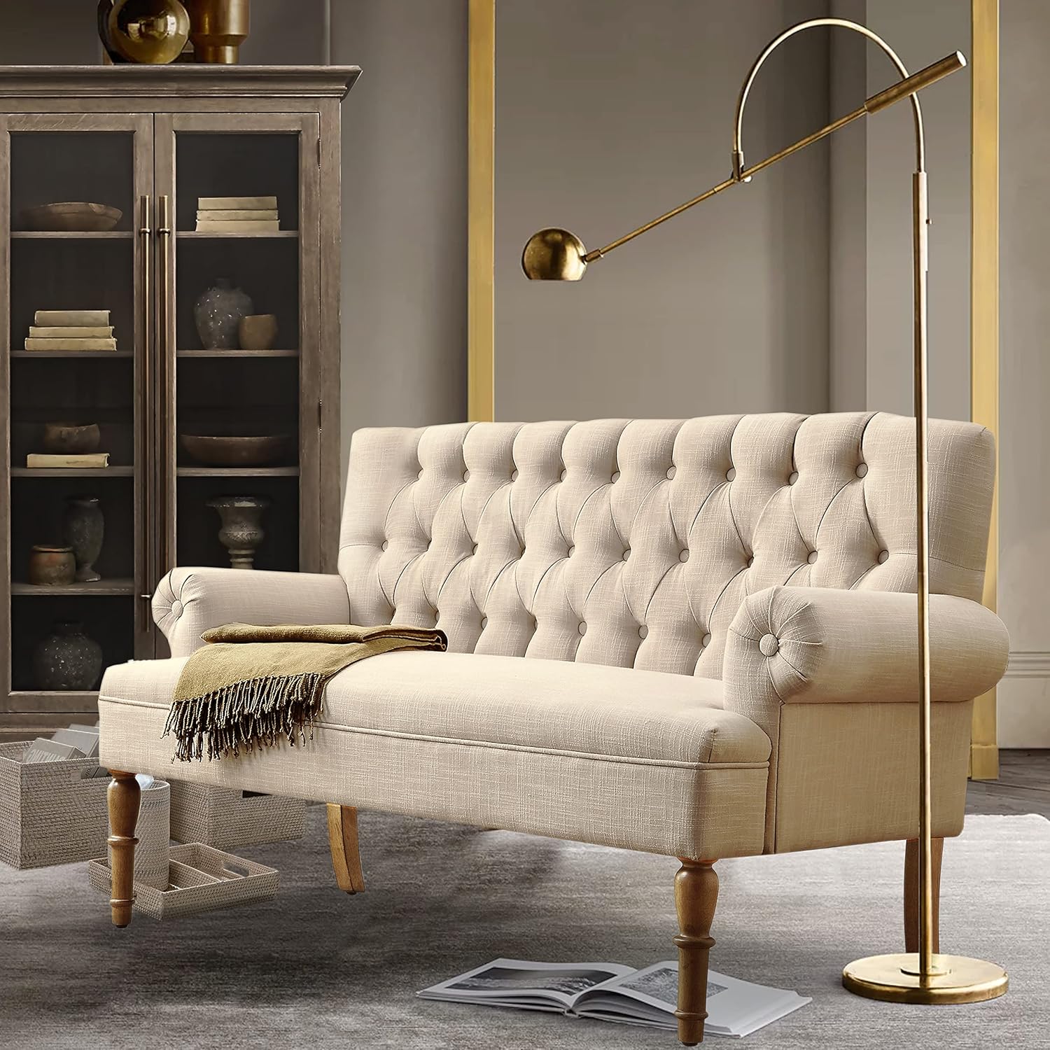 Rosevera Loveseat Sofa for Living Room - Linen, Warm Beige