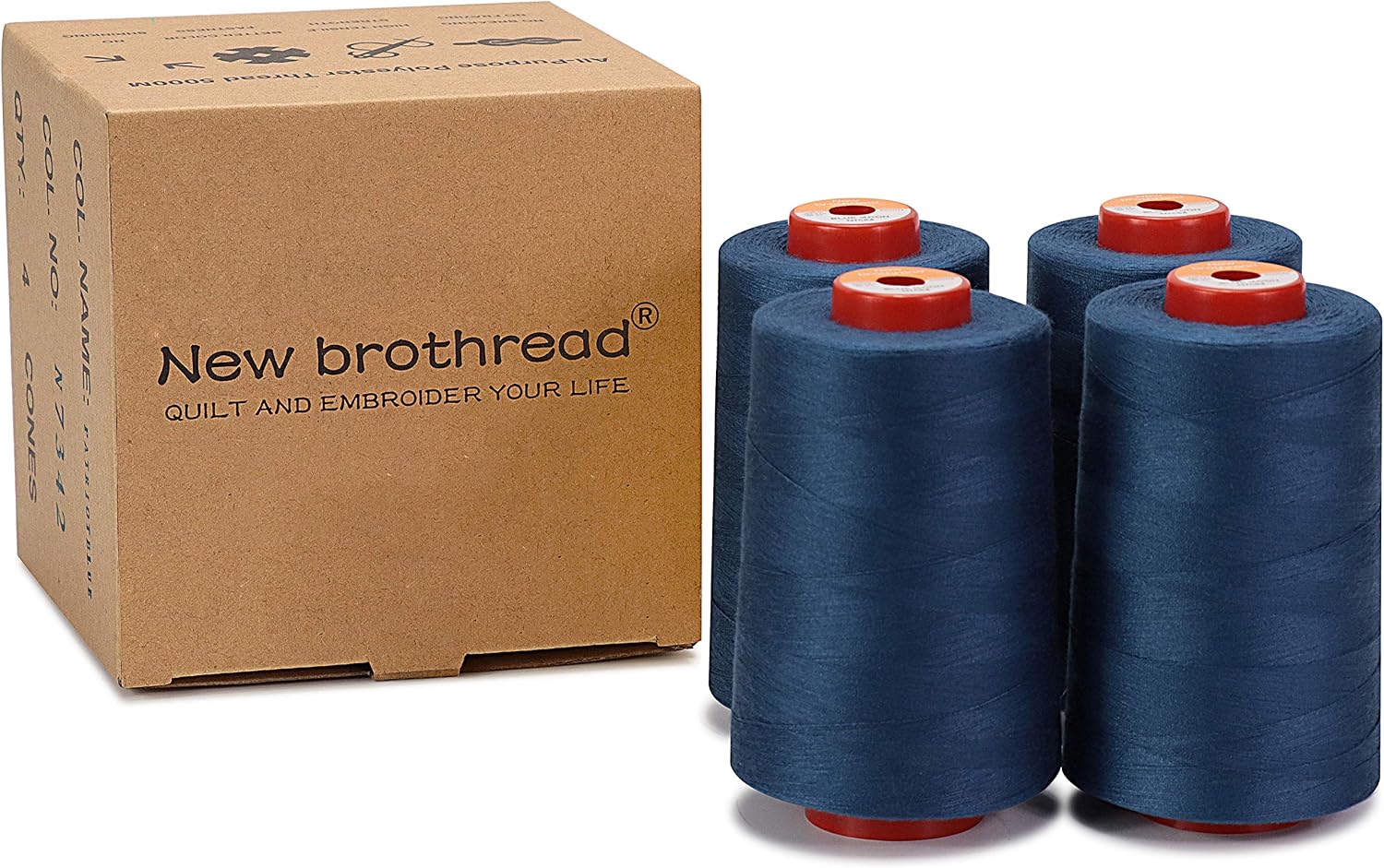 New brothread 4 Large Cones All Purpose Polyester Thread -Cream