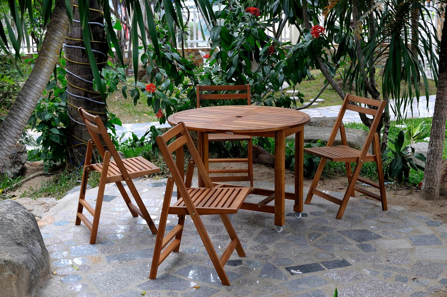 Merry Garden Acacia Folding Dining Table, Outdoor Dining Table Deck Table