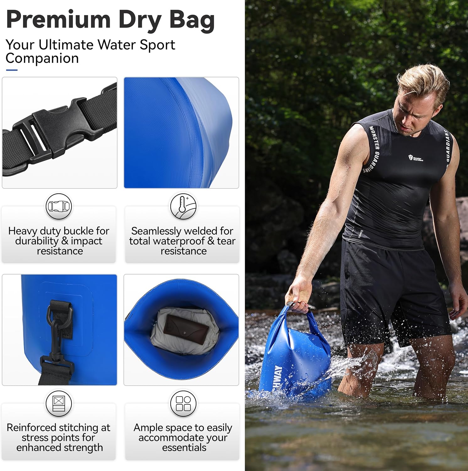 MARCHWAY Floating Waterproof Dry Bag Backpack 5L/10L/20L/30L/40L, Roll Top Sack Keeps Gear Dry for Kayaking, Rafting, Boating, Swimming, Camping, Hiking, Beach, Fishing