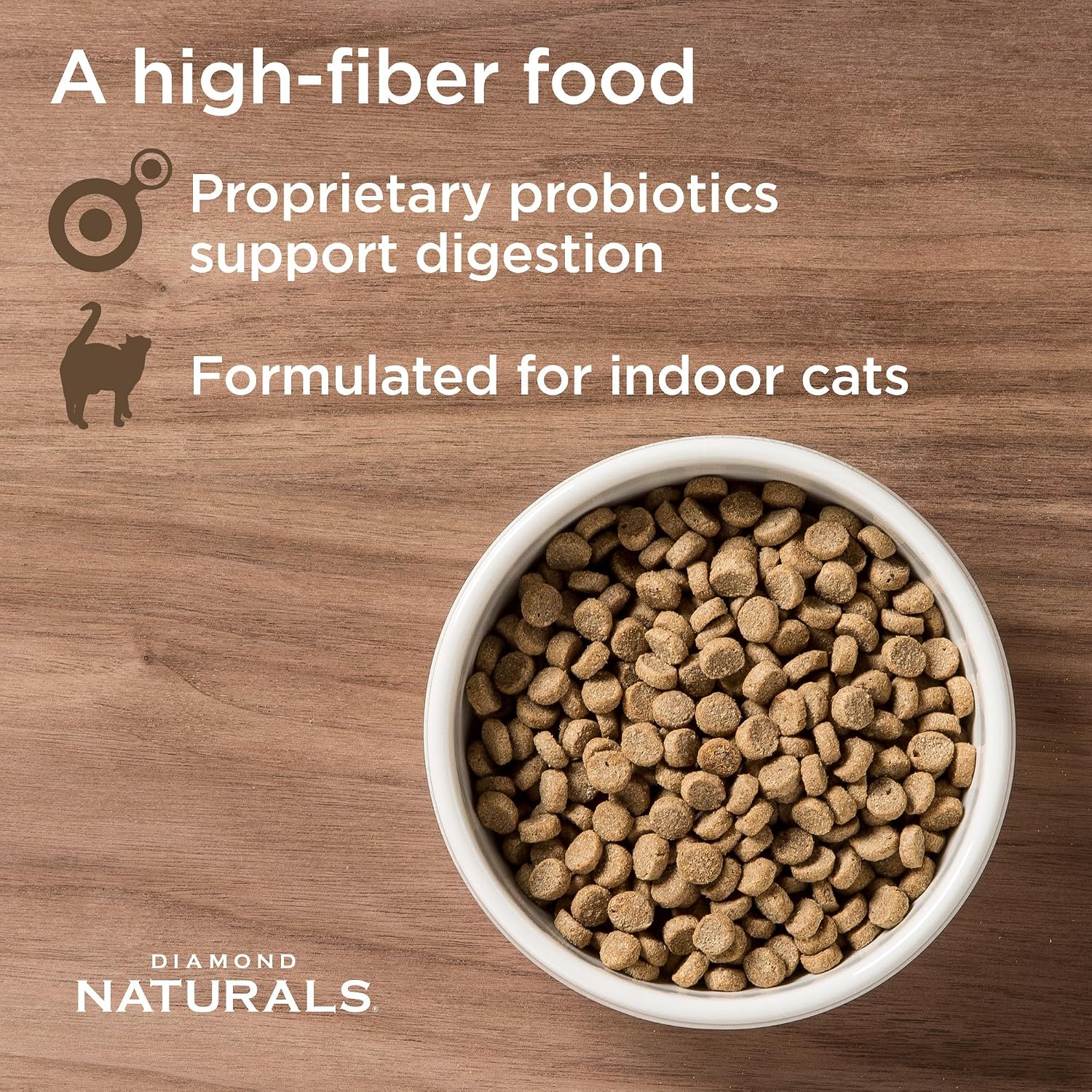 DIAMOND NATURALS Indoor Adult Dry Cat Food, Chicken & Rice, 18lb | With Real Chicken for Great Taste | Omega Fatty Acids to Help Support Skin & Coat Health | Taurine for Heart & Eye Health