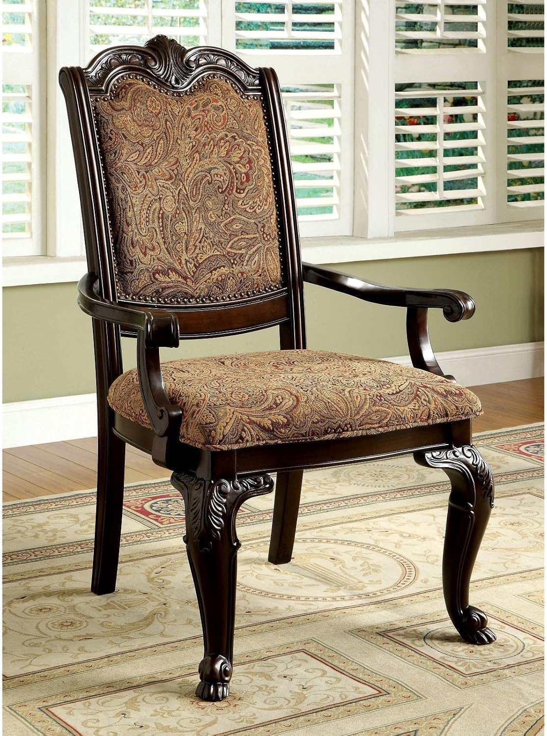 Furniture of America Ferrara 7-Piece Elegant Dining Set, Brown Cherry