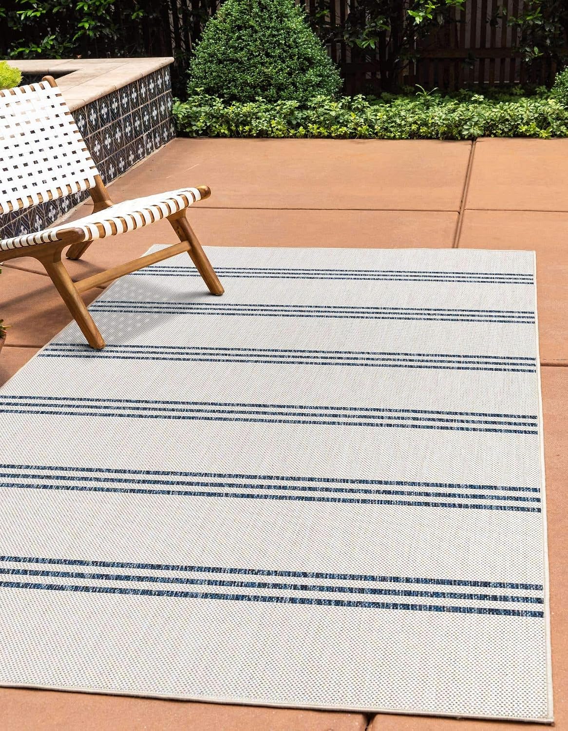 Unique Loom Outdoor Collection Area Rug - Anguilla (9' x 12' Rectangle, Blue/ Ivory)