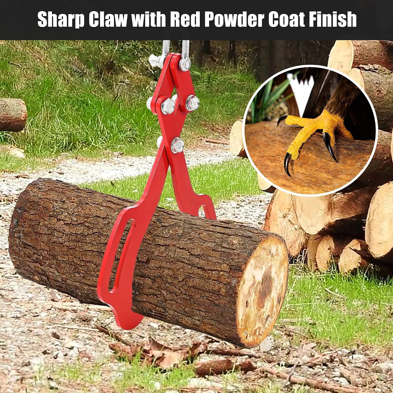 Garvee 28 in Log Lifting Tongs, Log Grabber, Skidding Log Lifting Tongs Timber, Heavy Dut Solid Steel Swivel Dragging Steel Tongs Log Lifting Lumber Skidding Tongs Logging Grabber(4 Claw)