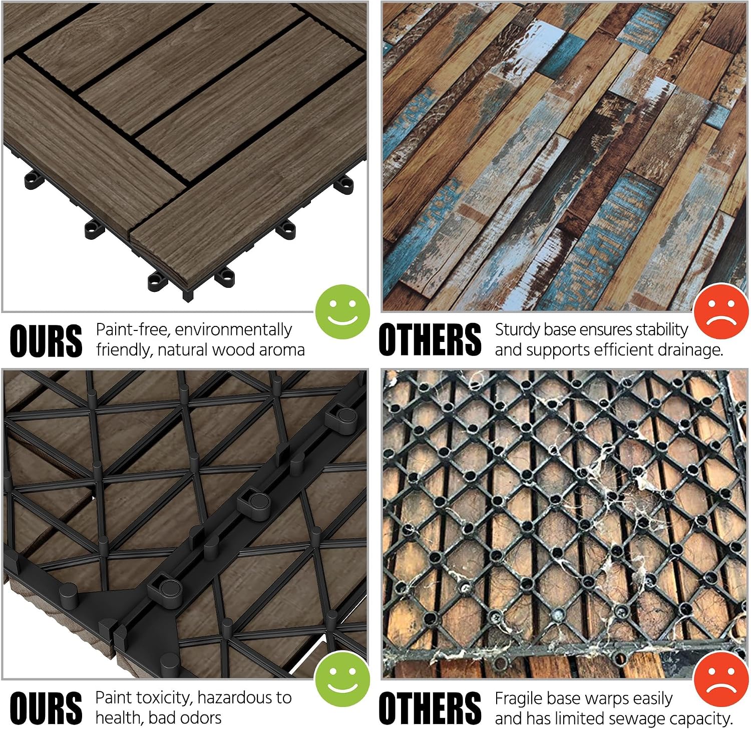 Yaheetech 27PCS Patio Floor Tiles Outdoor Interlocking Deck 12 x 12in,Wood