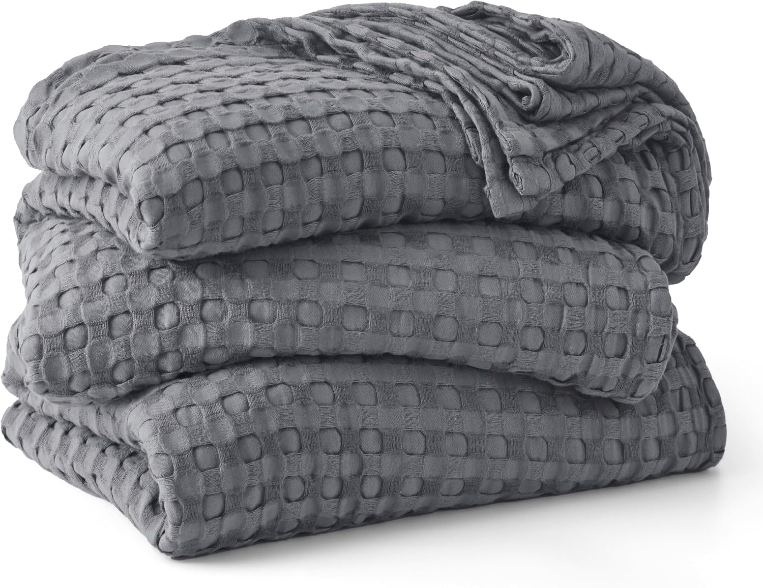 Bedsure Cooling Waffle Blanket for Hot Sleepers, Ivory, Queen, 90"x90"