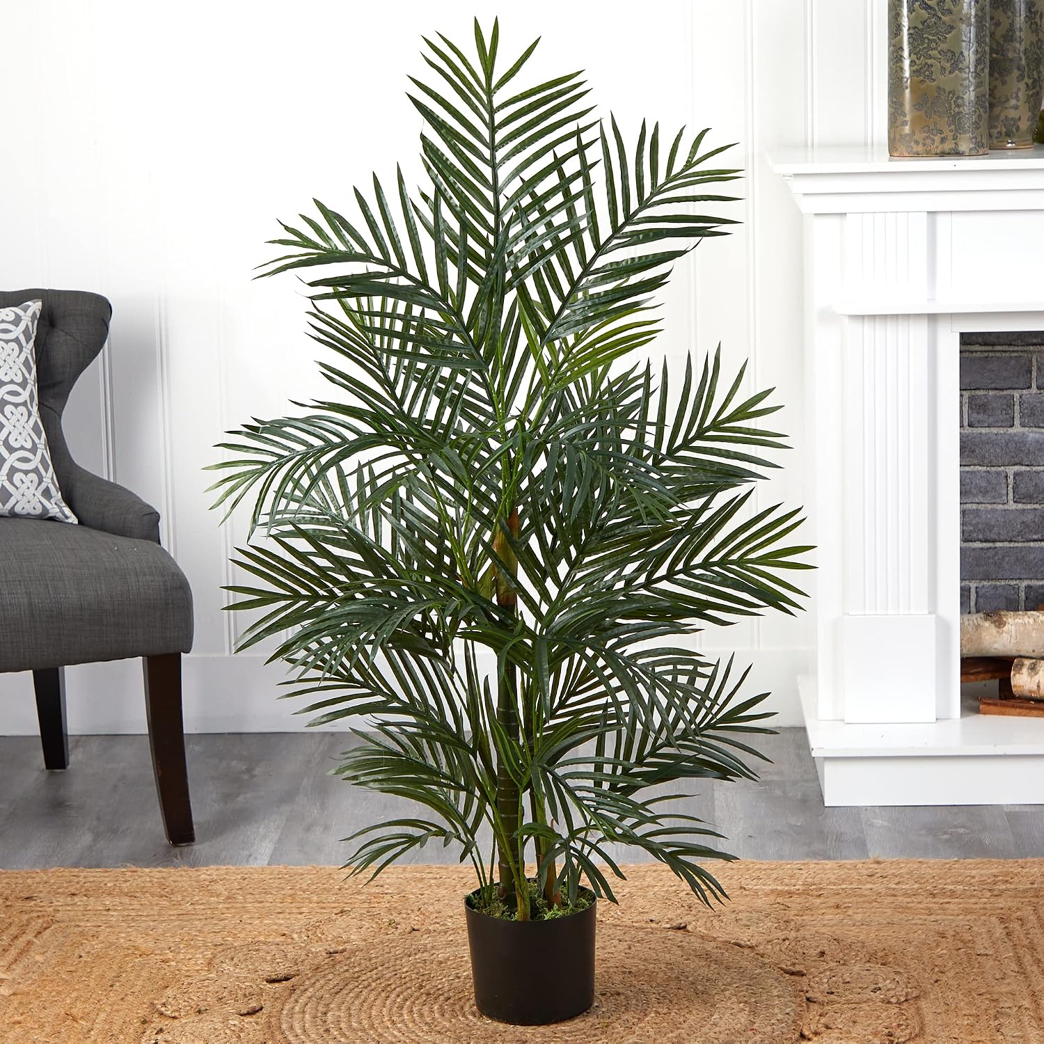 Nearly Natural 5388 Areca Palm UV Resistant Tree, 3.5-Feet, Green,50.5" x 7" x 7"