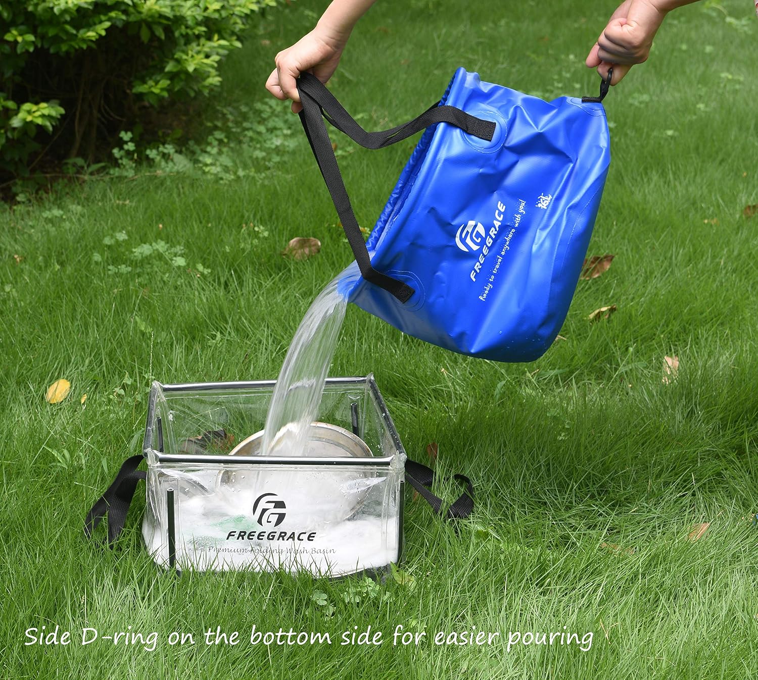 Freegrace Collapsible Bucket with Mesh Tool Pocket - 10L, 16L & 23L Portable Folding Water Container - Heavy Duty 500D Tarpaulin, BPA-Free Wash Basin for Camping, Fishing, RV, and Car Washing