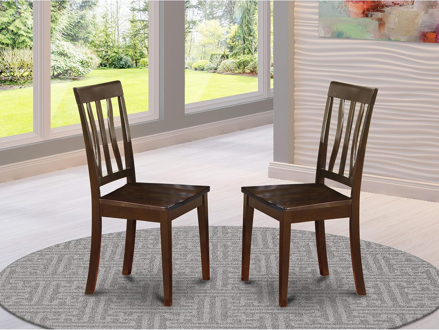 East West Furniture ANC-WHI-W Antique Dining Room Chairs - Slat Back Solid Wood Seat Chairs, Set of 2, Buttermilk & Cherry