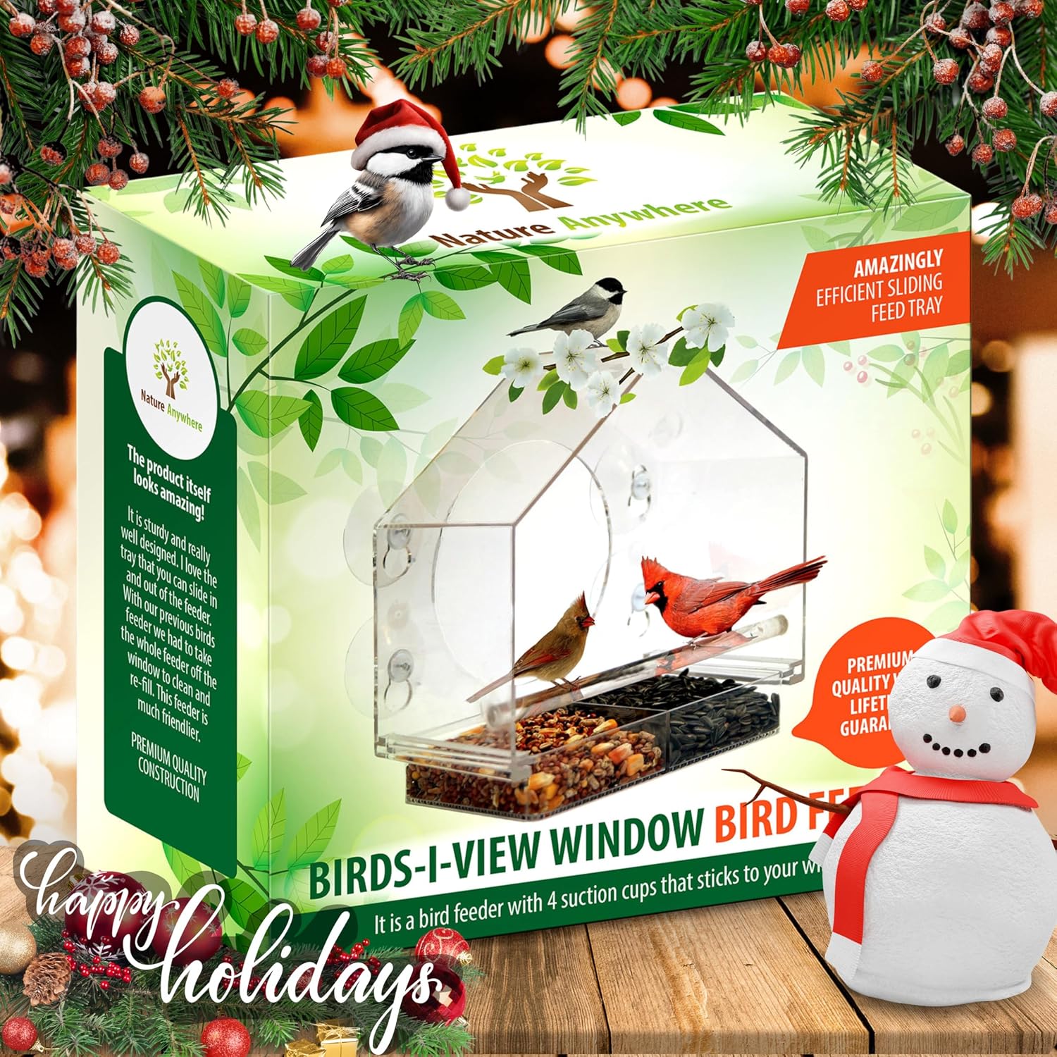 Window Hummingbird Feeder, Suction Cup, Hummingbird Feeders for Outdoors | leak proof with sealing gasket included, bee and wasp proof flowers