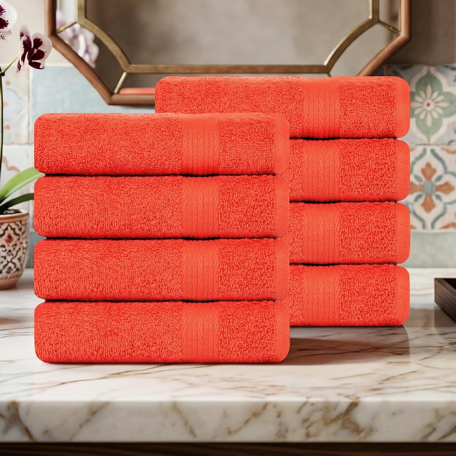 Ample Decor 100% Cotton Hand Towels 18x28 Inches, 600 GSM, Soft & Absorbent, Set of 12, Purple