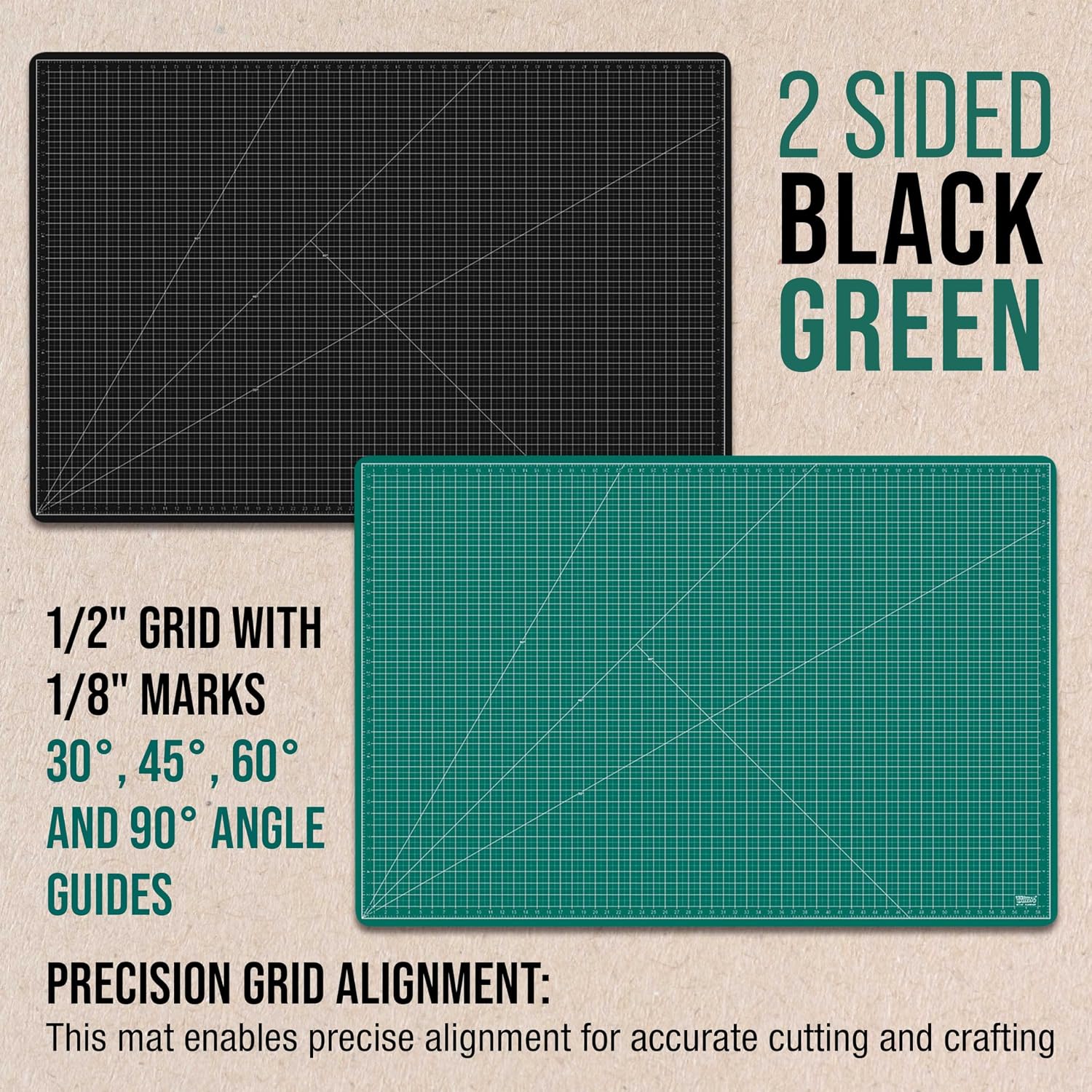 U.S. Art Supply 40" x 60" Self-Healing Cutting Mat 5-Ply - Double-Sided Green/Black Craft Mat, Non-Slip Cutting Mats for Crafts, Sewing, Quilting, Scrapbooking | Double-Sided Green/Black Craft Mat, Non-Slip Cutting Mats for Crafts, Sewing, Quilting, Scra…