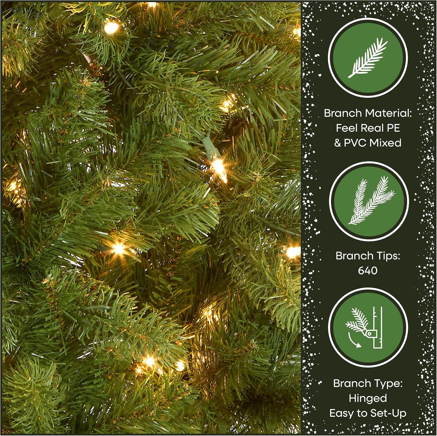 National Tree Company 7.5ft Pre-Lit Downswept Douglas Fir Christmas Tree | Slim, 350 Clear Lights, 796 Tips, Includes Stand, Green