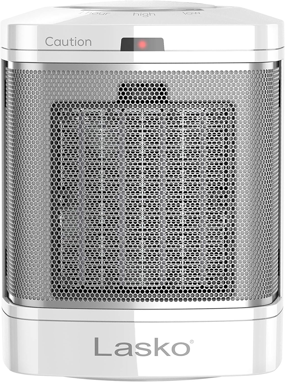 Lasko Electric Ceramic Space Heater for Bathroom - 8” - CD08200 - White | ALCI Safety Plug, Portable, 2 Heat Settings, Simple Heat Button, Overheat Protection, Cool Touch Housing, 1500W