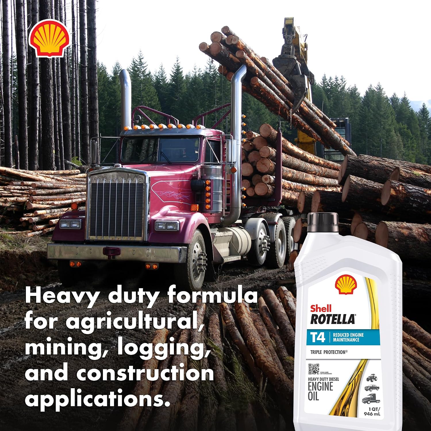 Shell Rotella T4 Triple Protection 15W-40 Diesel Engine Oil, 1 Gallon (3 Pack)
