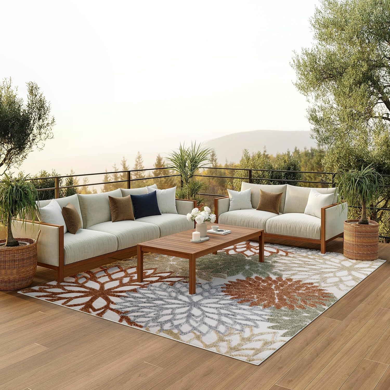 Nourison Home Aloha Indoor/Outdoor Black White 2'8" x 4' Area Rug, Tropical, Botanical, Easy Cleaning, Non Shedding, Bed Room, Living Room